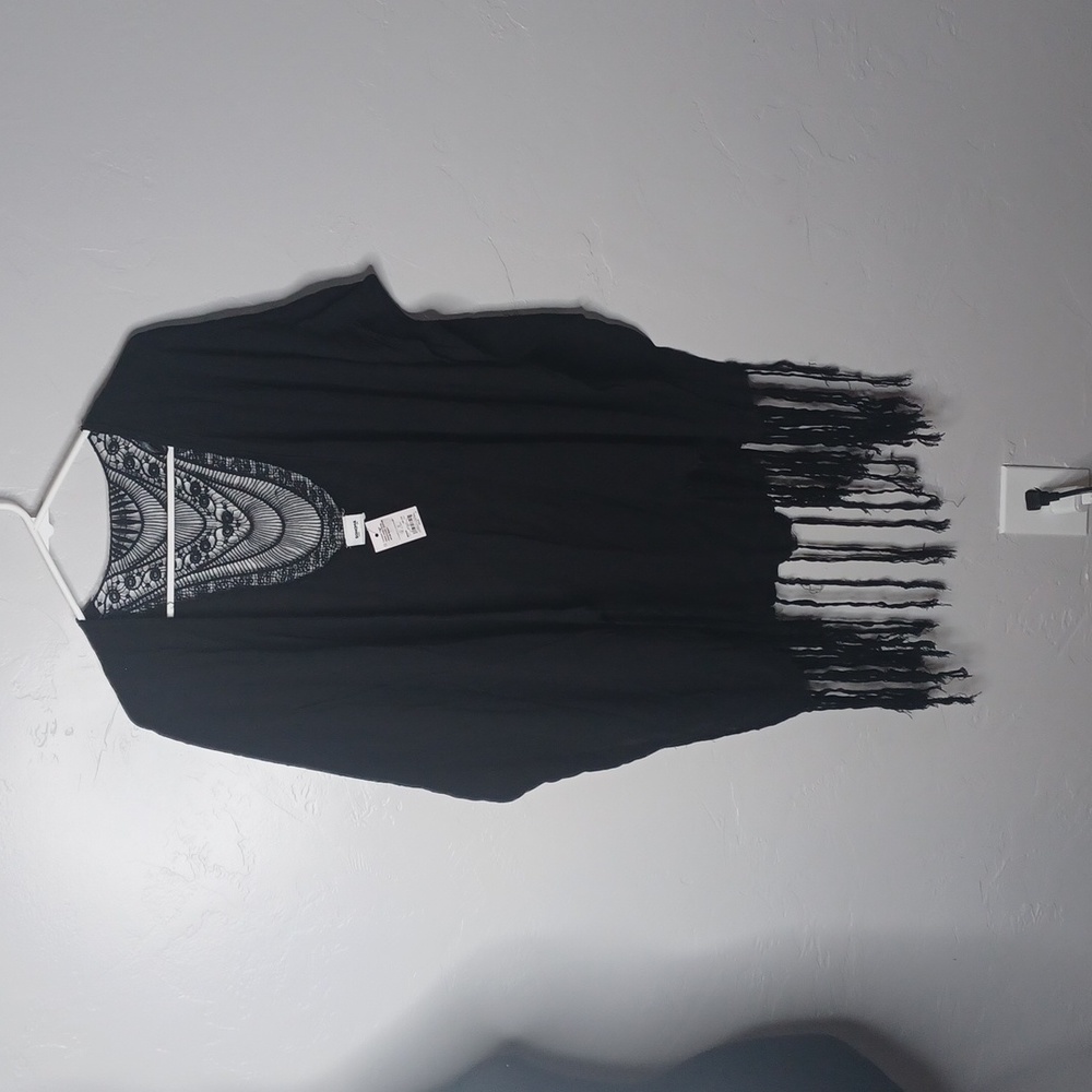 Women's crochet‎ black fringe topper